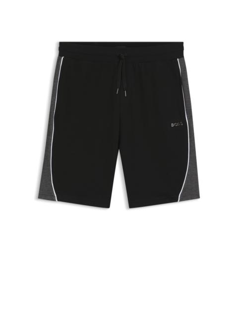 BOSS CONTRAST-PIPING SHORTS IN A COTTON BLEND
