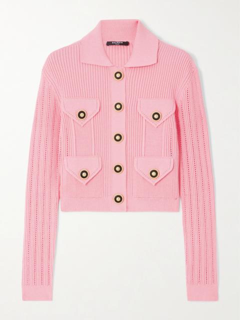 Balmain Ribbed-knit Cardigan