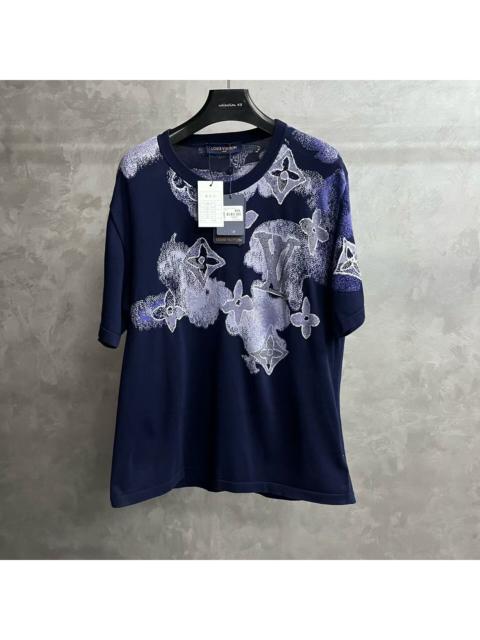 Louis Vuitton Louis Vuitton Blue Ink-Print Short-Sleeve T-Shirt