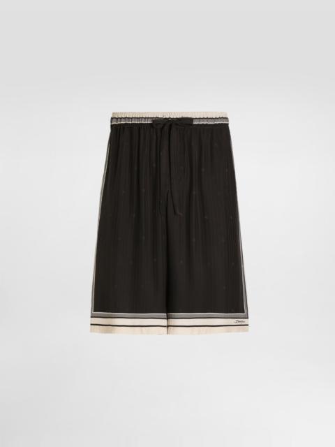 Dolce & Gabbana Logo and stripe-print vanity silk bermuda shorts