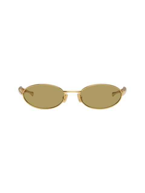 Bottega Veneta Gold Sardine Oval Sunglasses