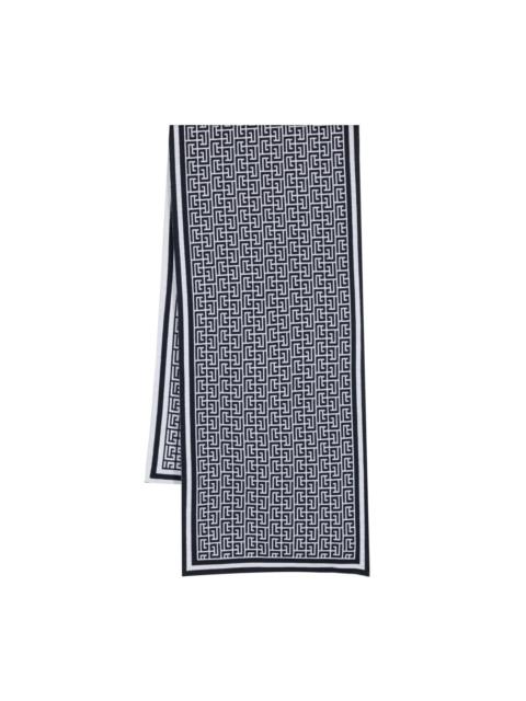 monogram-pattern wool scarf