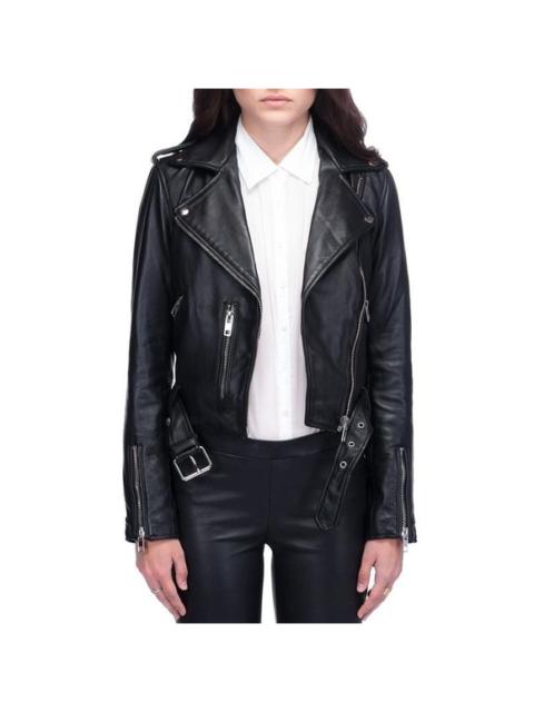 Linea Pelle The Cameron Black Cropped Leather Moto Jacket