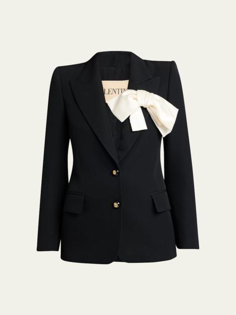Valentino Silk Bow Single-Breasted Blazer Jacket