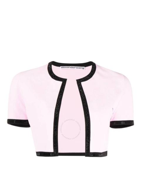 Alexander Wang Alexander Wang Light Pink Compact Nylon Cropped Cardigan