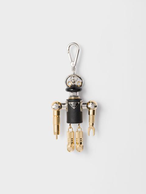 Prada Robot Saffiano leather key ring charm
