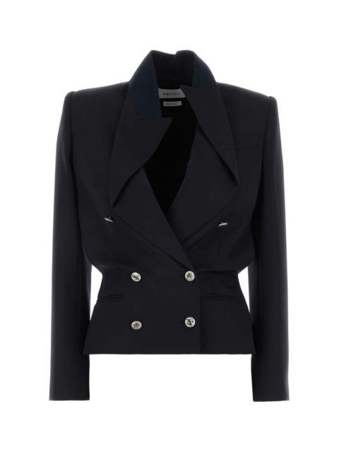 Alexander McQueen Alexander Mcqueen Women Navy Blue Wool Blazer