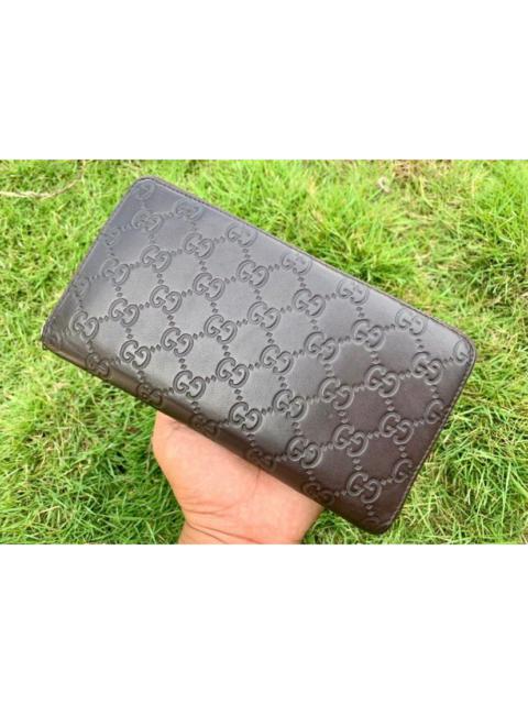 GUCCI Authentic Gucci Guccisima Organizer Leather Zipper Wallet
