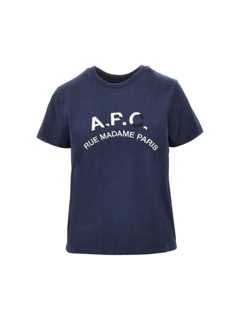 A.P.C. A.P.C. Vintage Effect Logo Embroidery T-shirt Blue