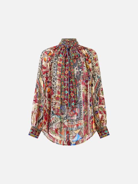 CAMILLA DETACHABLE PUSSY BOW RAGLAN BLOUSE