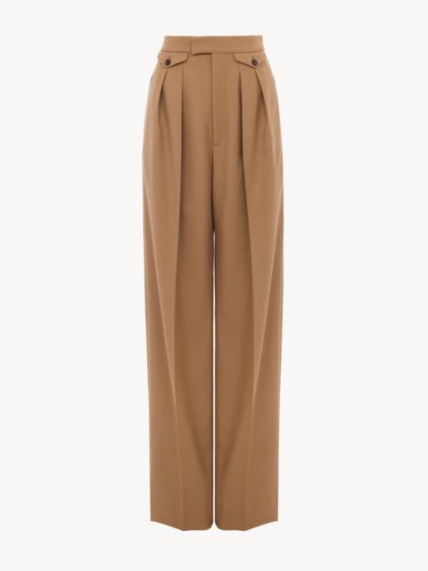 Chloé HIGH-RISE GATHERED PANTS IN WOOL GABARDINE