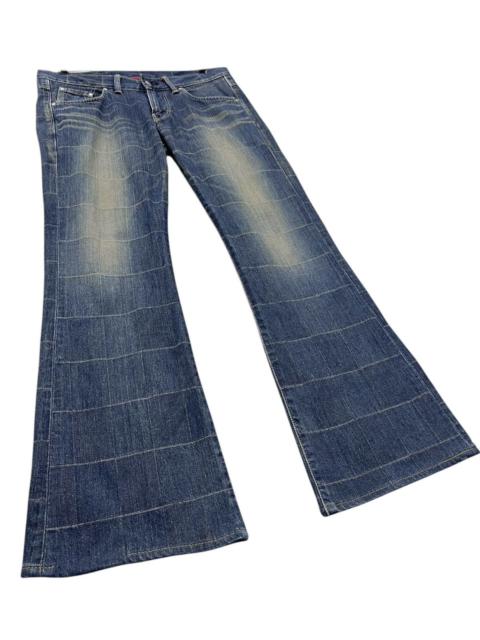 Other Designers EDWIN 503 Perfect FLARE Grunge Mudwash Plaid Design Denim