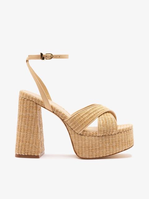 Larroudé Dolly X Platform Sandal In Natural Raffia