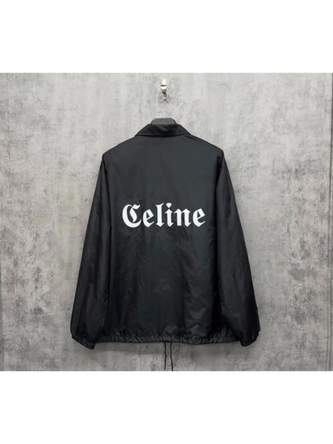 CELINE Celine Black Windbreaker Jacket with Front and Back Logos and Snap-Button Closure