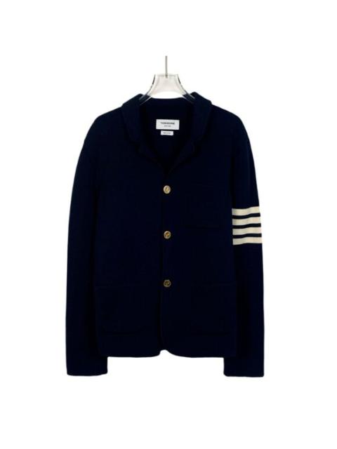 Thom Browne Navy Wool Blazer With Striped Arm & Gold Anchor Buttons Size 2