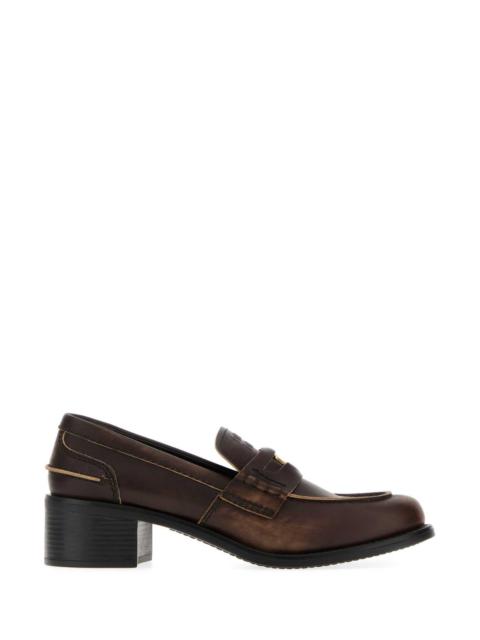 Miu Miu Miu Miu Women Brown Leather Loafers