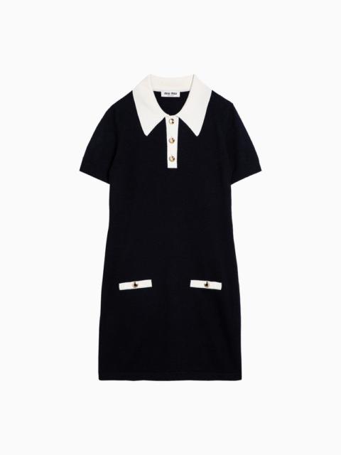 Miu Miu Blue/White Cashmere Dress With Collar Women