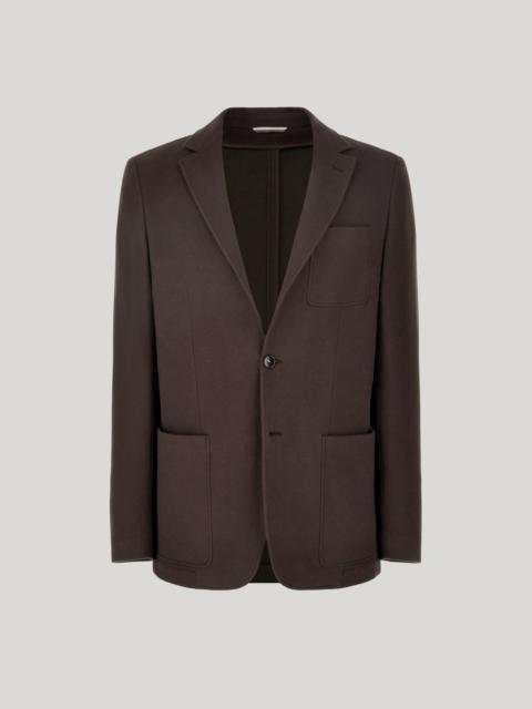 Canali BROWN SINGLE-BREASTED TWO-BUTTON COTTON AND CASHMERE JACKET