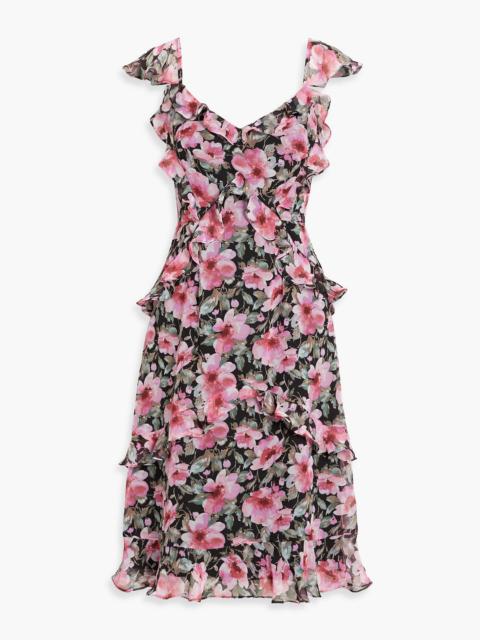 Other Designers Ruffled floral-print chiffon dress
