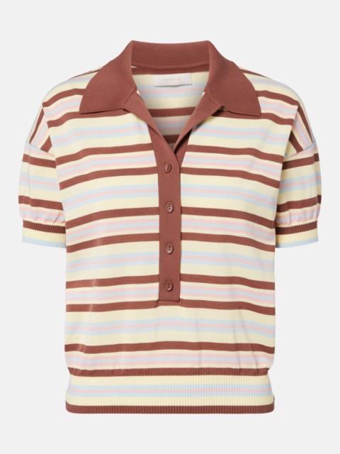 FAITHFULL Sable striped cotton-blend polo shirt