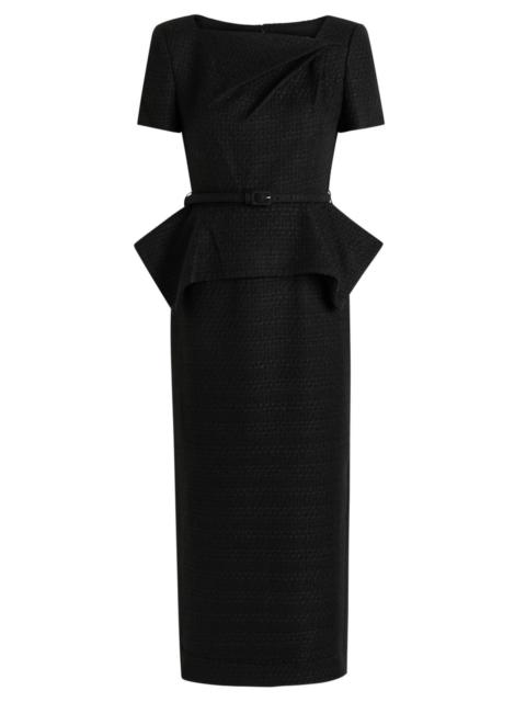 ROLAND MOURET Roland Mouret Belted Peplum Tweed Midi Dress
