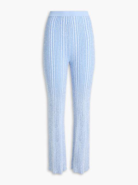 Missoni Sequin-embellished ribbed-knit bootcut pants
