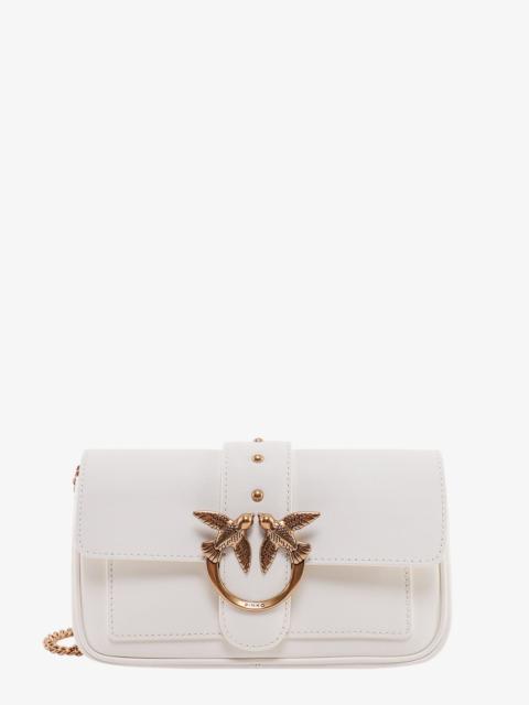 Pinko Love One Pocket Leather Shoulder Bag With Love Birds Buckle
