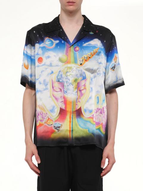 CASABLANCA The Essential Experience Cuban Collar SS Shirt in Black