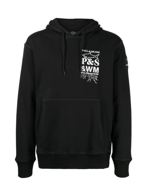 White Mountaineering LOGO-PRINT COTTON HOODIE