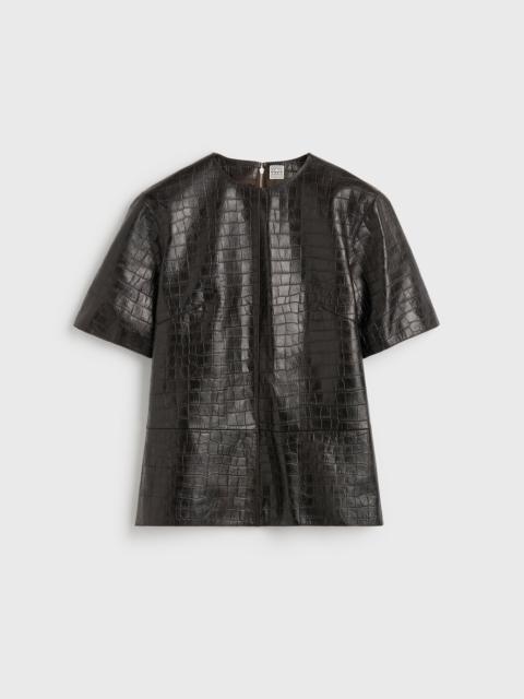 TOTEME Croco-embossed tee dark brown