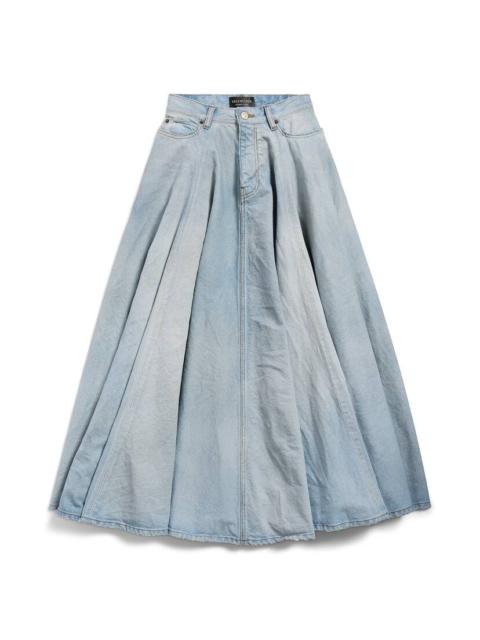 BALENCIAGA Women's Godet Maxi Skirt in Dirty Light Blue