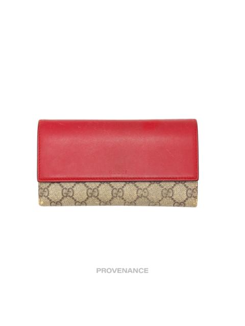 GUCCI Gucci Snap Long Wallet - GG Supreme Red Pink