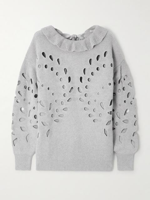 ULLA JOHNSON Francia Oversized Cutout Ribbed Cotton-blend Sweater