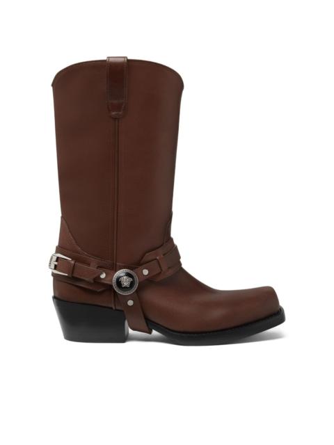 VERSACE leather cowboy boots