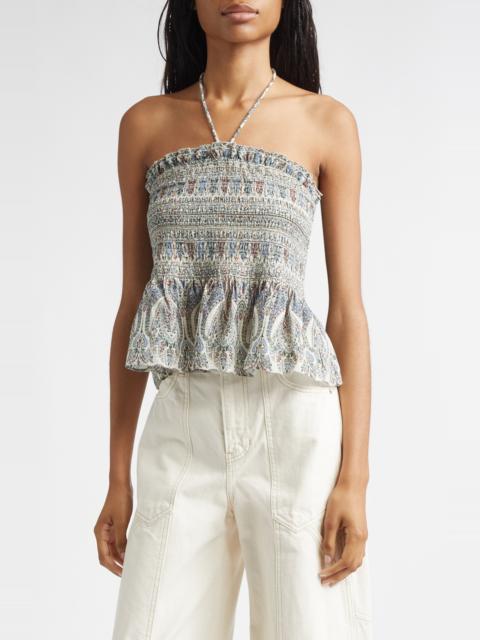 VERONICA BEARD Veronica Beard Damsey Paisley Smock Halter Top in Ecru Multi at Nordstrom