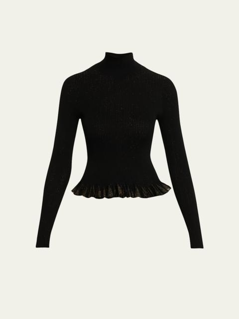ULLA JOHNSON Yulia Ruffle Sparkly Knit Turtleneck