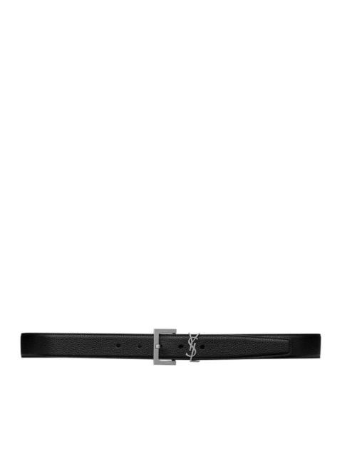 SAINT LAURENT Saint Laurent Men Cassandre Belt In Hammered Leather With Square Buckle