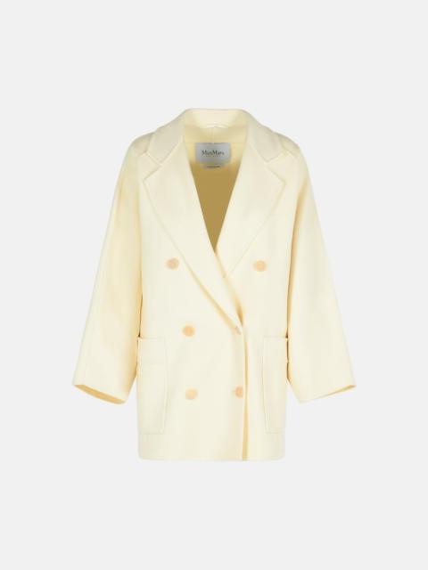 Max Mara Max Mara 'TEDDY Crop' White Wool Blend Coat