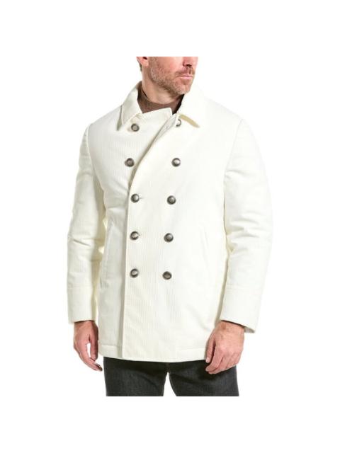 Brunello Cucinelli Brunello Cucinelli White Corduroy Double-Breasted Pea Coat