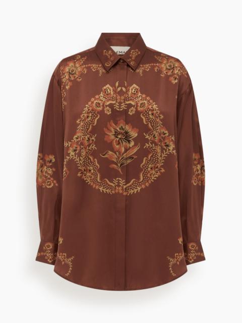 ALÉMAIS Seraphina Silk Shirt in Burgundy