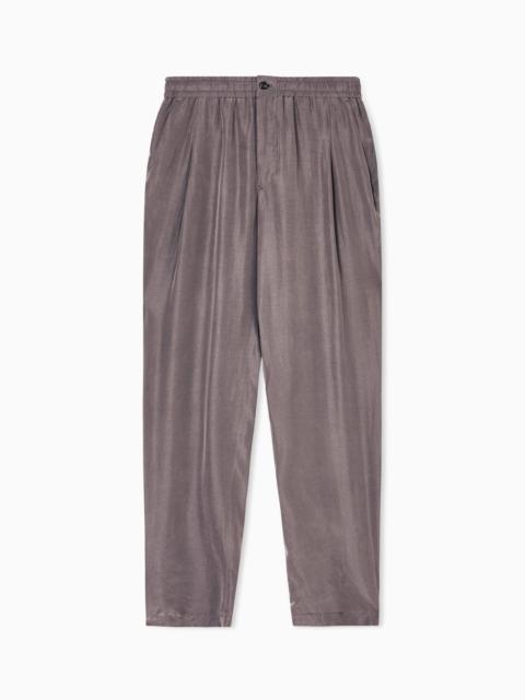 GIORGIO ARMANI FLAT-FRONT TROUSERS IN FADED LYOCELL CANVAS