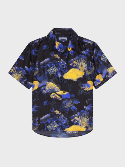 Vilebrequin MEN SILK BOWLING SHIRT CORAL REEF