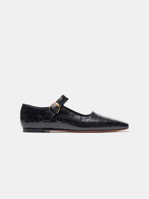 Emme Parsons TRAMONTO MARY JANE SQUARE IN BLACK EMBOSSED CROC