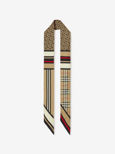 Burberry Montage Print Silk Skinny Scarf