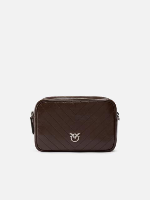 PINKO MEDIUM CHEVRON LEATHER CAMERA BAG WITH STRAP