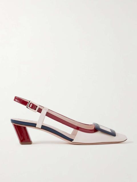 Belle Vivier 45 color-block patent-leather slingback pumps Beige