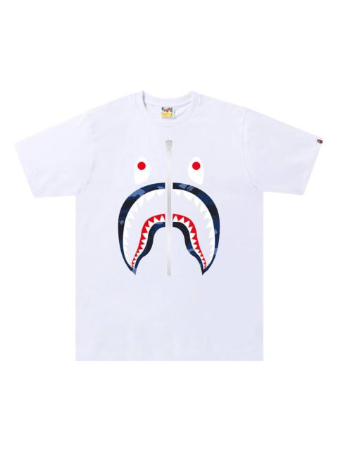 A BATHING APE® BAPE Color Camo Shark Tee 'White/Navy'