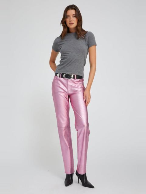 SPRWMN METALLIC PINK LEATHER 5 POCKET SLIM STRAIGHT