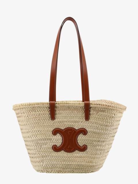 CELINE Celine Panier Raffia Shouder Bag With Leather Details