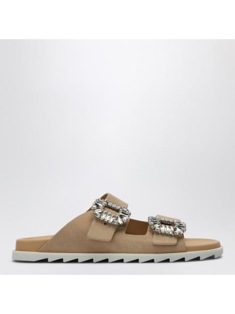 Roger Vivier ROGER VIVIER Beige suede Slidy Viv'' mule
